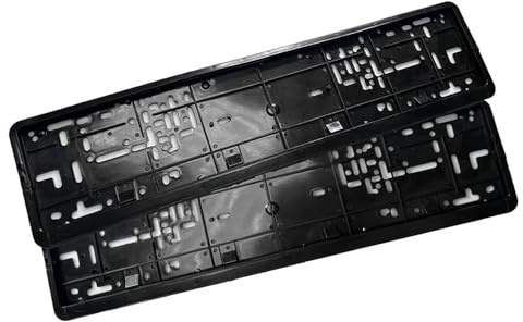 Marco Placa matrícula Marco para matrícula de coche, 2 piezas, estilo carbono, color negro, accesorio impermeable, con soporte para placa de matrícula. Soporte para matrícula de motocicleta(Black)