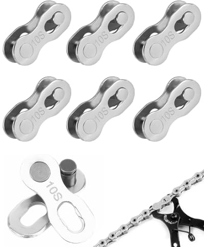 JUKOTA 6 Pares Eslabón Rápido Bicicleta - 10 Velocidades - Candado de cadena de montaje rápido para bicicletas de montaña y de carretera - Cadena de bicicleta reutilizable con eslabón perdido