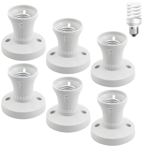 6PCS E27 Ceiling Rose Light Fitting,E27 Lamp Holder,Screw Light Bulb Socket Holder,For Ceiling Pendant,Straight Socket