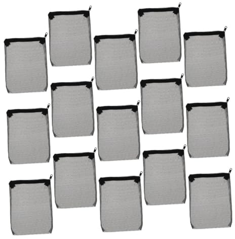 Milisten 15pcs Aquarium Filter Media Mesh Bags with Zipper Polyester Fish Tank Filter Pouches for Zeolite Rocks Ceramic Rings Reusable Filtration Accessories for Freshwater Tanks