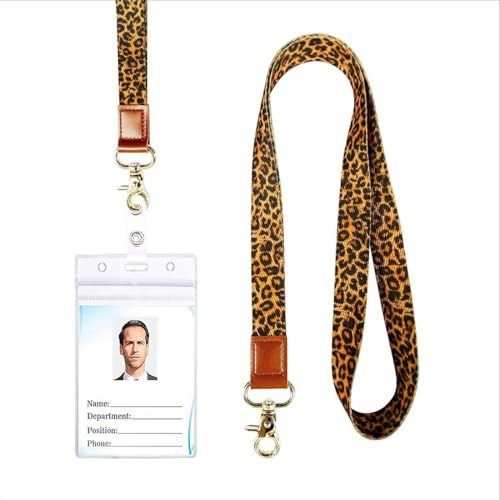 COYUN Porte Badge Léopard,Lanière de Poignet, Porte-clés Lanière, Cordon de Poignet Cordons pour Clés Dragonne de Lanière pour Voiture Clé ID Badge Carte pour Travailleur Infirmier Étudiant(B)