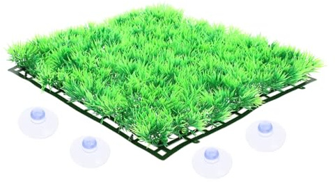 CIYODO Simulated Plastic Grass Mat Aquarium Rug with Suction Cups Fish Tank Pad Artificial Aquatic Turf for Fresh Saltwater Decoration