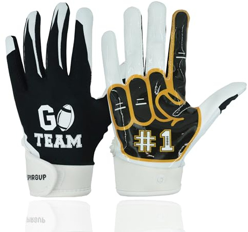 SPIR8UP Youth Football Gloves for Boys & Girls Ages 6-12, Sticky Kids Receiver Gloves for Flag Football