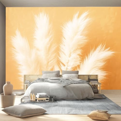 Carta Da Parati Temi Minimalista Acquerello Pianta Canna - 300 x 210 cm 3D Effetto Carta Da Parati Non Tessuto Decorazioni Per Soggiorno Camera Da Letto, Marrone Motivo Murales