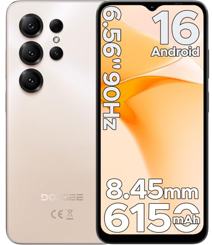 DOOGEESmart NOTE 56 X Mobile Phones, Android 16 Phone, 6150mAh, 6.56 HD+ 90Hz, 24GB + 64GB/2TB Android Phones, Octa Core, Dual SIM Unlocked Mobile Phone, Face ID, 3.5mm Jack, GPS, OTG