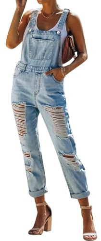 MINTLIMIT Womens Denim Overalls Loose Fit Classic Adjustable Straps Pockets Jean Jumpsuits