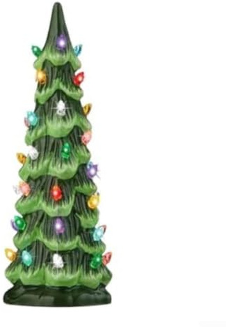 Handbemalte Tisch-Weihnachtsbäume im Retro-Stil mit eingebauten LED-Lichtern und Auto-Timer, kompakte dekorative Bäume für Zuhause und Büro, Urlaubsdekoration (10 cm)