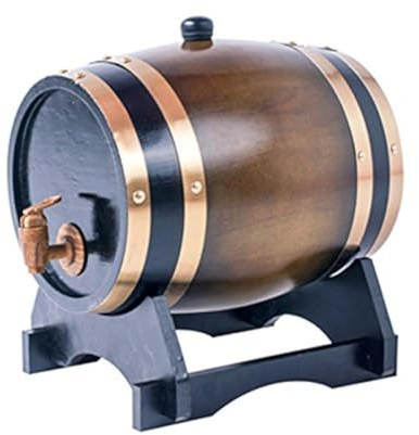 10L Whiskey Barrel Dispenser Oak Aging Barrels Home Whiskey Barrel Decanter for Wine, Spirits, Beer, and Liquor (Brown)