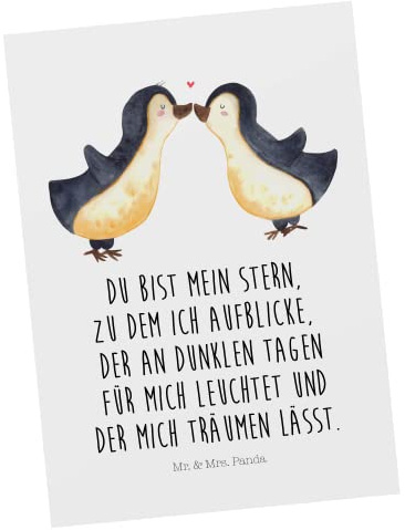 Mr. & Mrs. Panda Ansichtskarte Pinguin Liebe - Geschenk, Postkarte, Vertraut, Hochzeitstag, Ansichtskarten, Grußkarte, Hochzeit, Liebesspruch, Postkarten, Fotokarte, Freundin