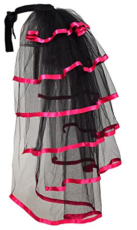 GRACEART Steampunk svart tutu med turnyr, bälte, spets, underkjol, one size
