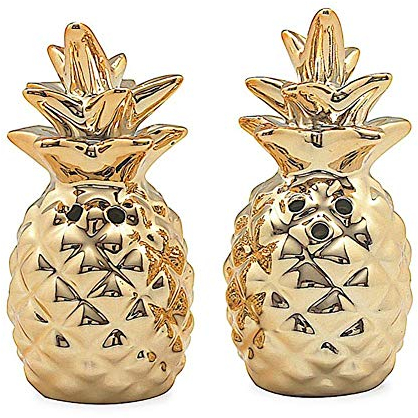 Welcome to the Islands Salz- und Pfefferstreuer, Ananas, Keramik, goldfarben