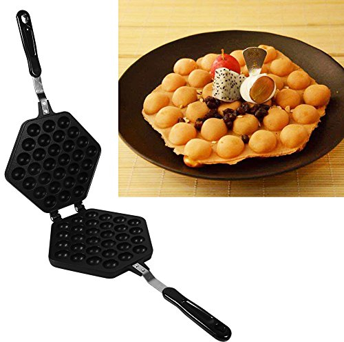 Gofrera Máquina de Gofres con Forma de Huevo de Doble Cara, Modelo de Waffle de Huevo Bandeja para Hornear Pastel de Huevo Plancha de Presión de Hierro Antiadherente