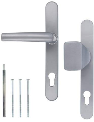 Premium Drückergarnitur DHS 92mm - Schildbreite 32mm, Farbe:Silber F1, Griffart:Griff-Knauf
