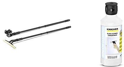 Kärcher Window Vacuum Extension Set, Black, 150 x 250 x 1170 & 500 ml Glass Cleaning Concentrate for Window Vac