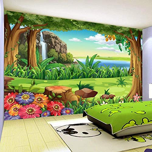 Papel tapiz 3D niños dibujos animados bosque paisaje foto murales de pared niños dormitorio telón de fondo pared decoración del hogar infantil