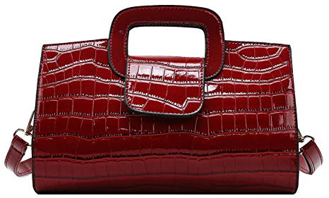 Milya Damen Leder Vintage Handtasche Clutch Henkeltasche Abendtasche Umhängetasche Ledertasche Schultertasche mit Schulteriemen