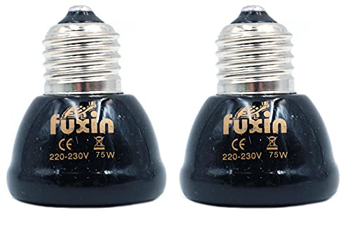 ANCLLO E27 Ampoule Infrarouge lointain en céramique Lampe de Chauffage pour Animaux de Compagnie pour lézard Fruits araignée Reptile boîte Ampoules Plus Chaudes (75W)