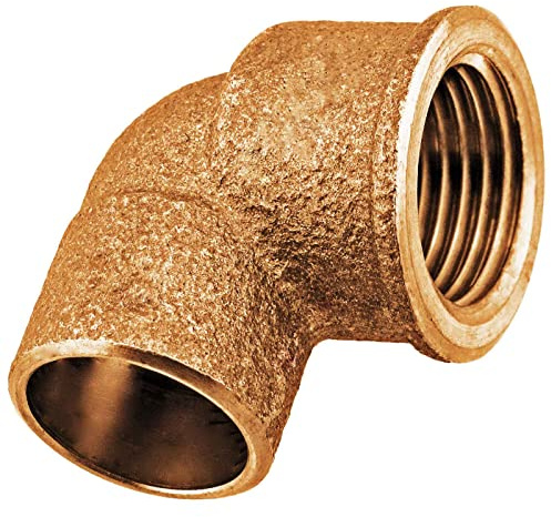 MegaHaustechnik Übergang Winkel 90 Grad 18 x 1/2“IG Lötfitting aus Messing für Rohr-Außendurchmesser 18mm zum Löten, mit 1/2 Zoll Innengewinde, Trinkwasser geeignet, Nr.4090G