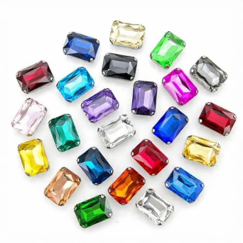 20 PIETRE CASTONI RETTANGOLO CRISTALLO STRASS DA CUCIRE CABOCHON 13 MM x 18 MM DECORI BIJOUX GIOIELLI ABBIGLIAMENTO Brillabenny (COLOR MIX)