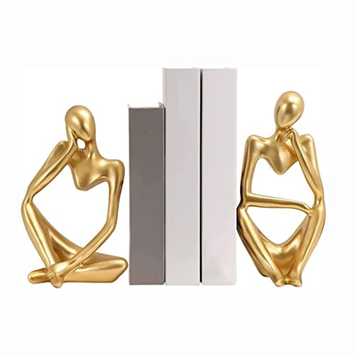 AAPIE Estante para Libros Sujetalibros de decoración Dorada, sujetalibros Antideslizantes, Soporte Resistente para Libros, Oficina y estantería, Tope Decorativo para Libros Sujeta Libros Originales