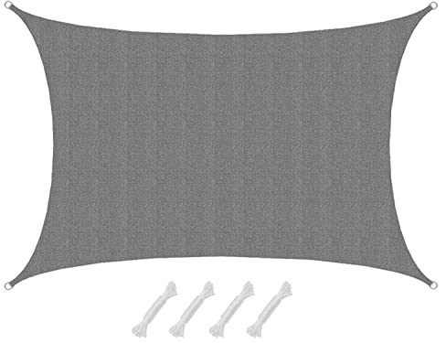 AMANKA 90% UV Schutz: Sonnensegel 3x5m Rechteckig - Wasserdurchlässig & Atmungsaktiv - Sonnenschutz Pool Trampolin Whirlpool Sonnendach Pergola Carport, Grau