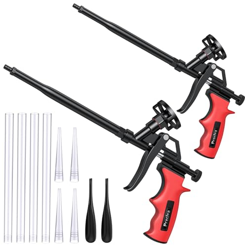 Preciva 2 Pistole per Schiuma Poliuretanica, Pistola di Schiumatura Professionale, Pistola Spray per Schiuma PU Espansiva, Applicatore Pistola per Calafataggio e Sigillatura con Schiuma Erogatrice
