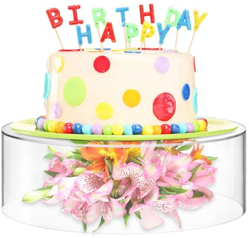 Jucoan 11.8 Inch Clear Acrylic Cake Stand, Round Cylinder Display Riser Dessert Cupcake Holder with Hollow Bottom Removal Lid for 8/10 Inch Cakes Wedding Birthday Baby Shower Party Dessert Table