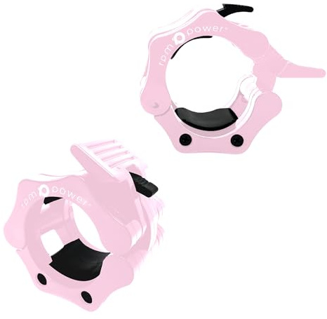 RPM Power Lockjaw Barbell Collars (Pair) - Barbell Clamp Ultra Lock Collars - 2 Inch Quick Release (Pink)