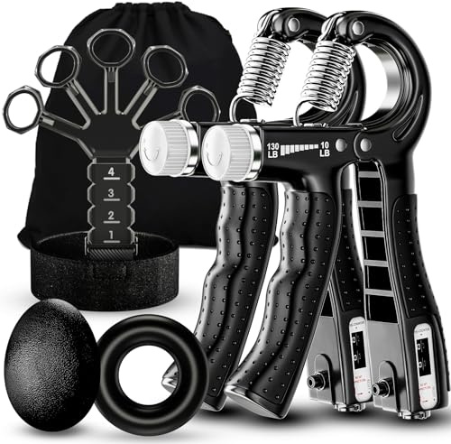 Acotant Grip Strength Trainer(5 Pack) with Finger Exerciser, Hand Grip Strengthener, Finger Stretcher,Grip Ring & Stress Relief Ball for Muscle Building and Injury Recover with Carry Bag
