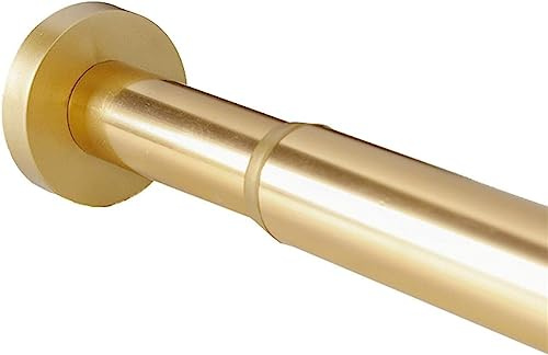 Shower Curtain Rod, L-shaped Shower Curtain Rod，Shower Curtain Rail Stainless Steel Extendable Telescopic Curtain Rod Tension Pole Net Voile Shower Curtains Rail (Gold) Modern Shower Curtain Rods No D