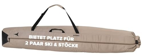 ATOMIC Dubbel SKI Bag I Skidväska för 2 par skidor och stavar I 205 x 30 x 20 cm stor skidbärväska I vatten- och smutsavvisande material I professionell dubbelskidväska inkl. bärrem