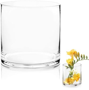TSKDKIT Jarrón De Cristal Cilíndrico, Jarrones De Cristal, Florero De Vidrio De 15cm De Alto Florero Tubular Transparente para Decoración Moderna De Flores, para Estante De Mesa De Oficina En Casa