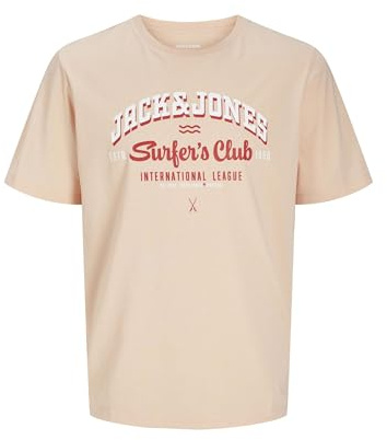 JACK & JONES Camiseta para Hombre, Peach Parfait/Detail:Melange, L