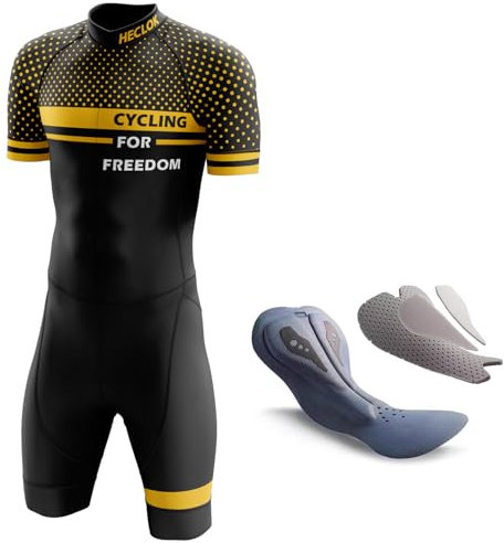Herren Fahrrad Skinsuit,Triathlon Anzug Herren Radsportanzug Gepolstert Einteilig Trisuit Short Trisuit Einteiler für Wettkampf Mit Radpolster in Wettkampfqualität Run,Cycle,Swim (TYP-1,XXL)