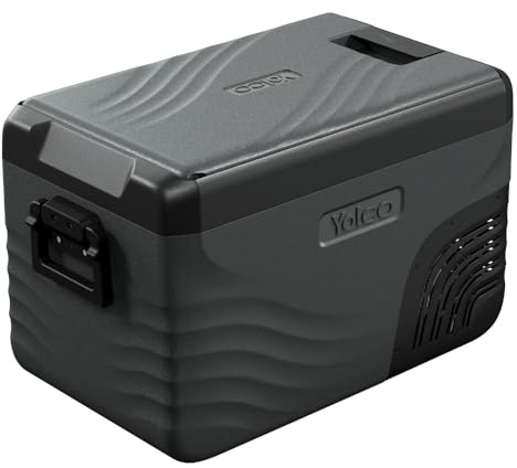 Yolco KX30 Carbon Elektrische Kompressor-Kühlbox, Dual- Zone, App Steuerung per Bluetooth, 12/24 V und 230 V, für Auto, LKW, Boot, Camping Kühlschrank