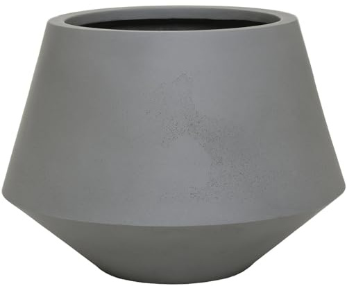 VIVANNO Berbelit Pflanzkübel - Fiberglas Blumenkübel Beton-Design 30x32 cm | Frostsicherer Pflanztopf in Handarbeit, bauchig-kantige Form, für Garten und Balkon, wetterfestes Grau in Beton-Optik