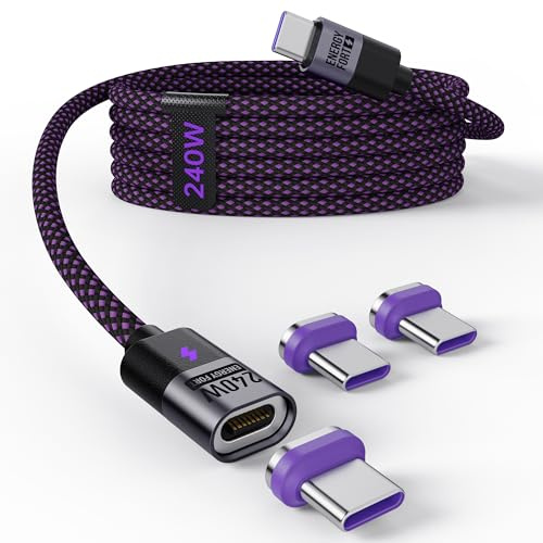 MOSHOU 240W USB C Kabel 1.8M,Magnetisches Ladekabel,Fast Charging Braided Magnetic USB C auf USB C Kable für iPhone 15 Pro Max,Samsung S24,iPad Pro/Air/Mini,Macbook Pro/Air mit 3 Typ-C Adapter