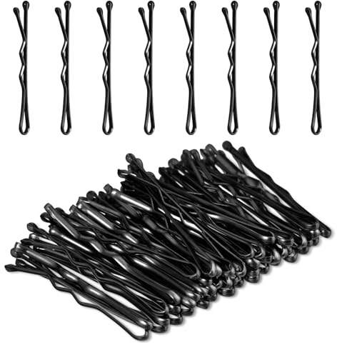 Amabro Mini Bobby Pins, 50 st 3,5 cm små vågiga hårnålar metall hårspänne hårnålar för kvinnor flickor barn bullar långt rakt lockigt hår alla hårtyper (svart)