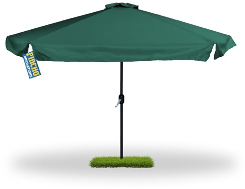 Pincho Sombrilla Terraza Exterior 300cm, Sombrilla Jardín Grande con Ventana Superior, Tela Poliéster 170gr/m2, Aluminio, Protección Solar UV50+ (Verde)