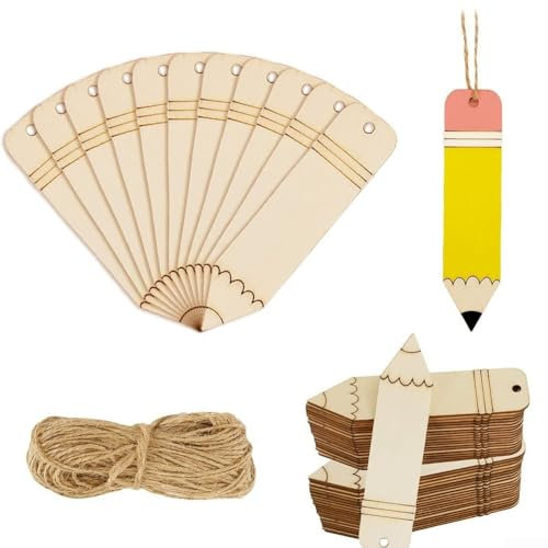 DIY Lesezeichen aus Holz mit glattem Set mit 50 Stiftform-Etiketten zur individuellen Gestaltung