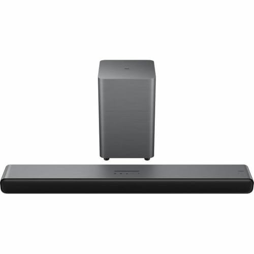 TCL Barra de Sonido S55HE 2.1, 220 vatios, Cine en casa, expansión de Sonido, Dolby Atmos, DTS Virtual:X, Barra de Sonido con subwoofer, Mando a Distancia único, Bluetooth 5.3, HDMI, USB