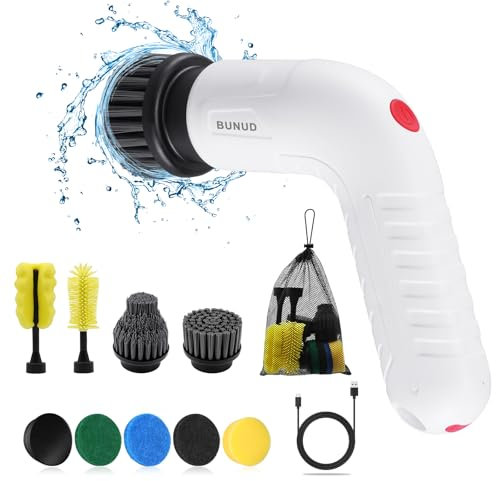 BUNUD Fugenreiniger Elektrisch Bad für Hausfrauen: Electric Cleaning Brush mit 8 Bürstenköpfe 2 Geschwindigkeiten - IPX7 Elektrische Reinigungsbürste Schrubber für Küche/Fliesenboden/Fenster