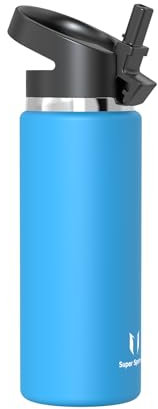Super Sparrow Trinkflasche Edelstahl 750ml - Breite Öffnung SwivelSip Thermosflasche - BPA-Frei Thermoskanne, Ergonomisch Trinkflaschen Strohhalm für Sport, Travel, Schule, Outdoor