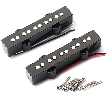 ifundom Saiten Bass Tonabnehmer Set Für Jb-bassgitarre Brücke Hals Pickup Offenes Design Inklusive Schrauben Federn Installieren Schwarz
