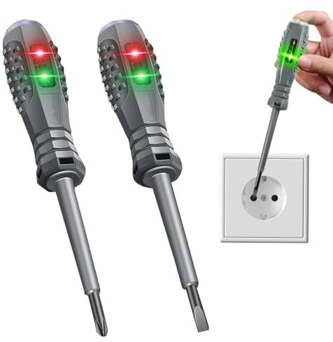 SKIKHN Tester Di Tensione Per Cacciavite, Cacciavite Tester di Tensione,Rilevatore di Elettricità per Cacciavite Magnetico Potente a Coppia Elevata 2 in 1, per Rilevamento di Circuiti