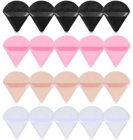 20 unidades de polvo triangulares de doble cara, borla suave lavable, esponjas sueltas, herramienta para la cara (multicolor)