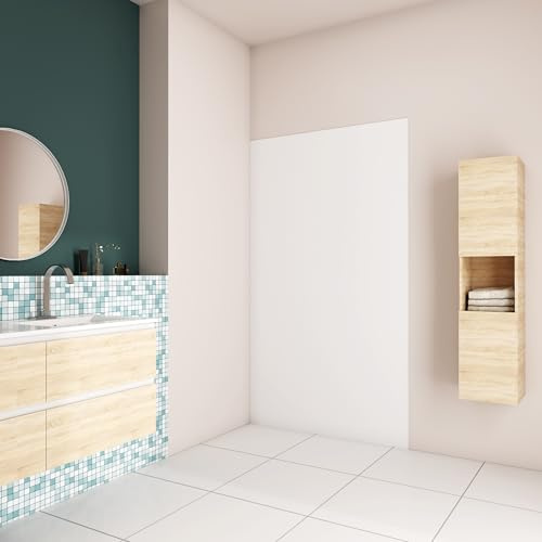 AICA Panneau mural de douche blanc 80x210cm Panneaux muraux salle de bain habillage mural aluminium