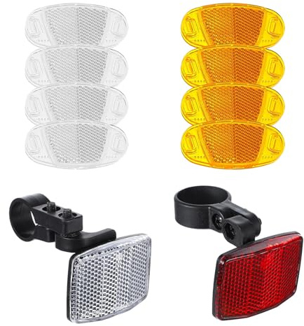 Huangyihan Lot de 10 réflecteurs yeux de chat pour rayons de vélo - Kit de réflecteurs enfants/adultes (jaune/blanc) - Éclairage de sécurité pour VTT, vélo de ville et vélos de trekking