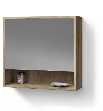Livinity Badspiegelschrank ATERNO, Viking Oak, 70 x 65 cm | mit 2 Türen