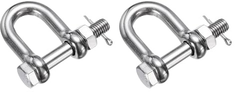 PATIKIL 2 Pcs 304 Stainless Steel D Ring Shackles, 5/16 (8mm) Marine Grade D Shape Clevis Screw Pin Shackle for Outdoor Boat Sailboat Chain Rigging Clasp, Silver
